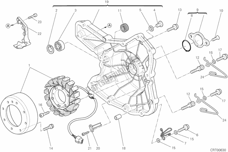 Toutes les pièces pour le Couvercle De Générateur du Ducati Hypermotard 1100 EVO SP 2012